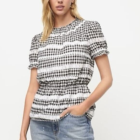 J. Crew daisy chain peplum gingham blouse brand new size small - Picture 1 of 8